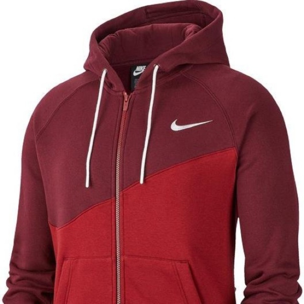 Nike hooded zip up sweatshirt NSW Swoosh Large, Burgundy & Red